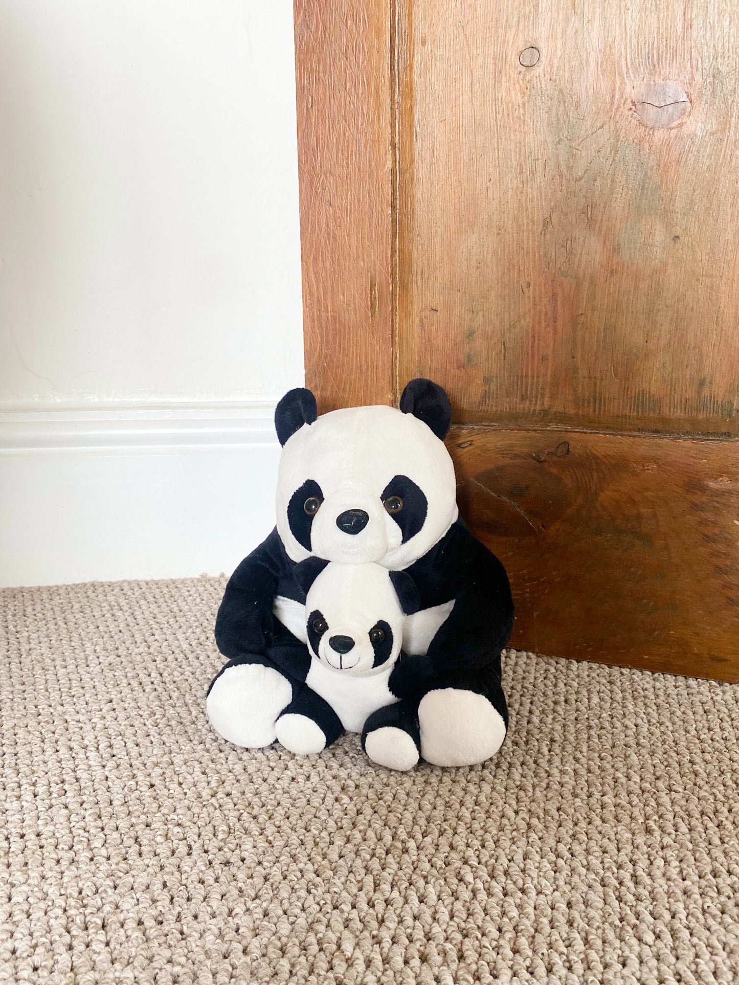 Fabric Mother and Baby Panda Doorstop