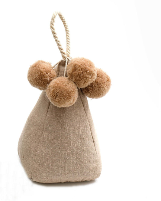 Beige Pompom Doorstop