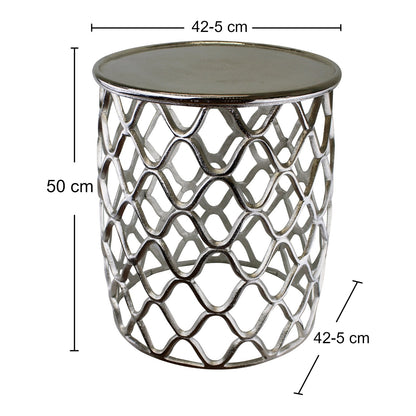 Decorative Silver Metal Side Table