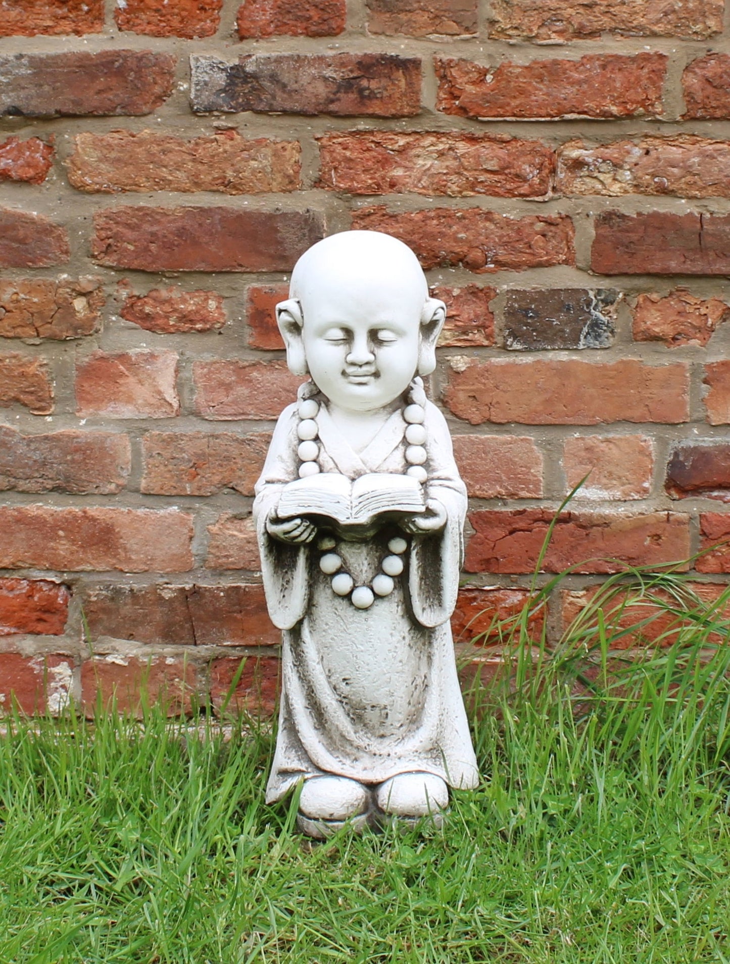 Stone Effect Garden Ornament, Monk Reading