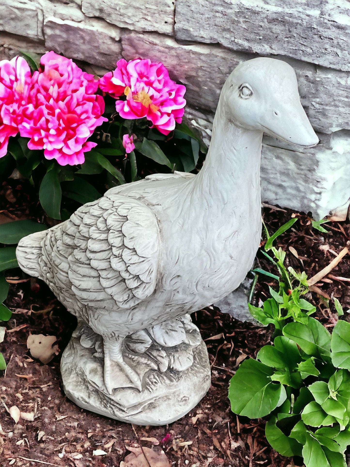 Stone Effect White Duck Statue