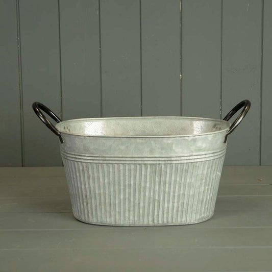 Ribbed Zinc Oval Planter (28cm)