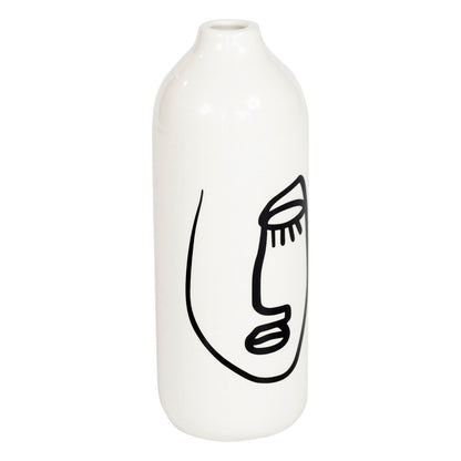 Set of 2 Monochrome Face Ceramic Vases