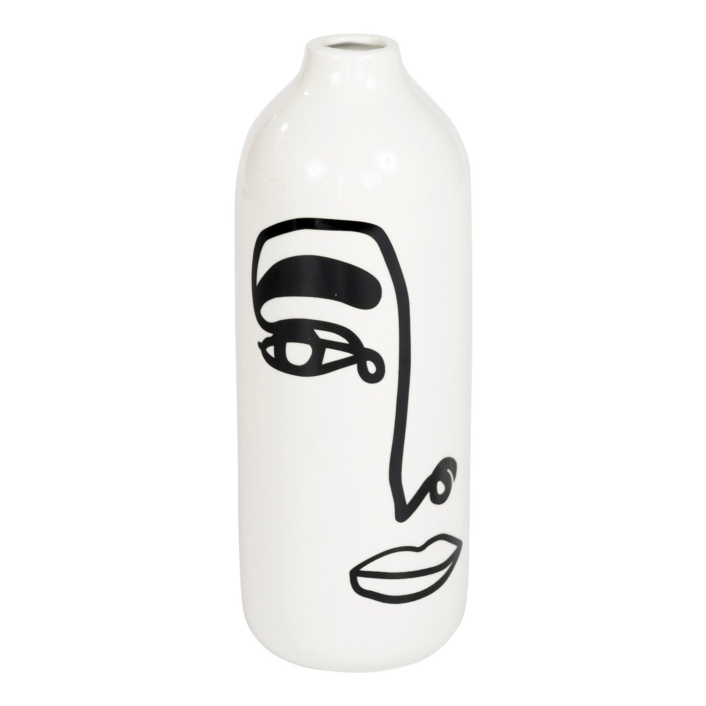 Set of 2 Monochrome Face Ceramic Vases