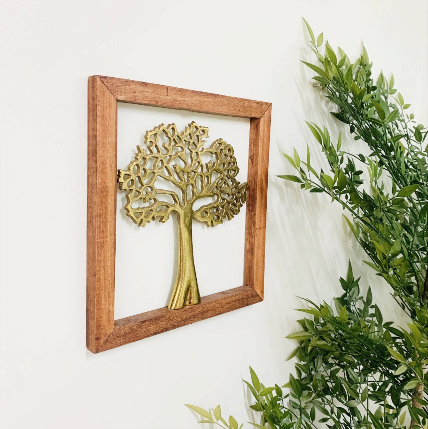 Gold Wall Hanging Tree In Wooden Frame