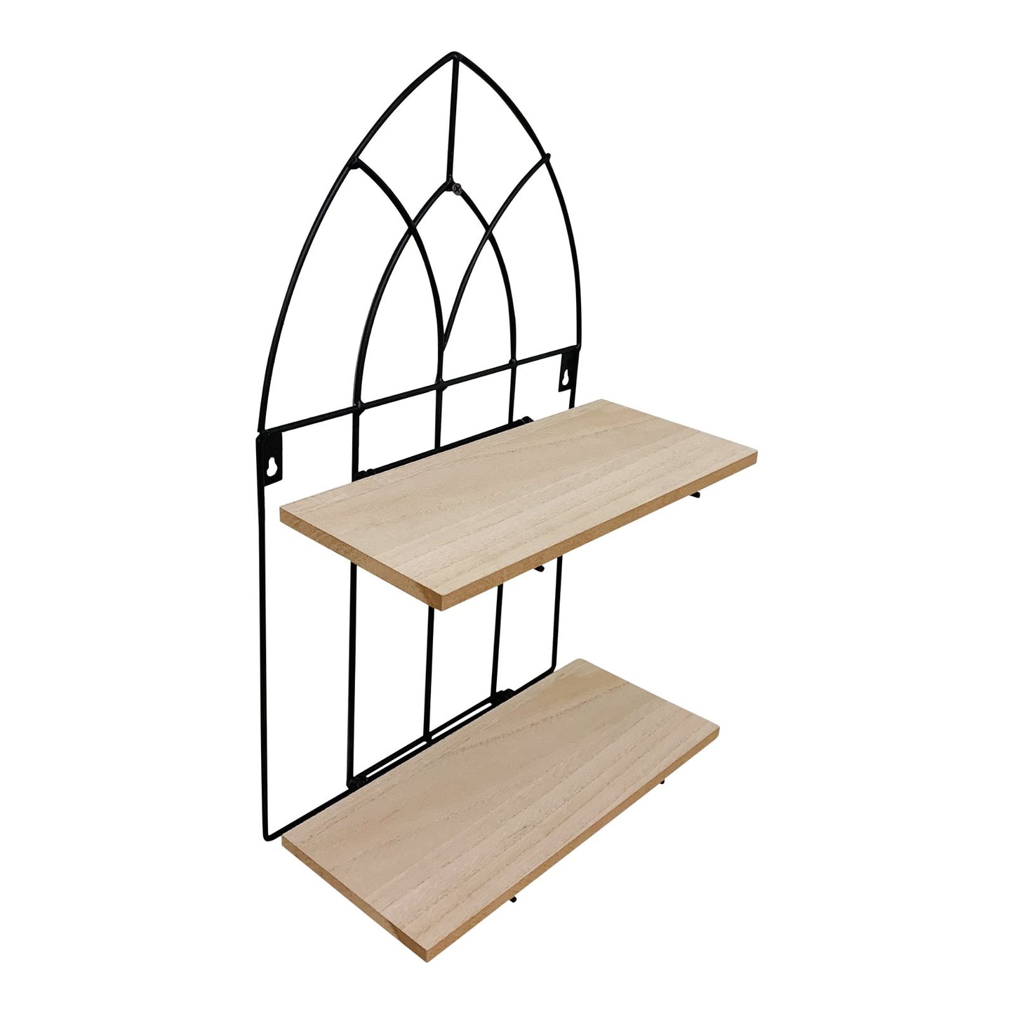 Black Metal Arch with 2 Wooden Shelves