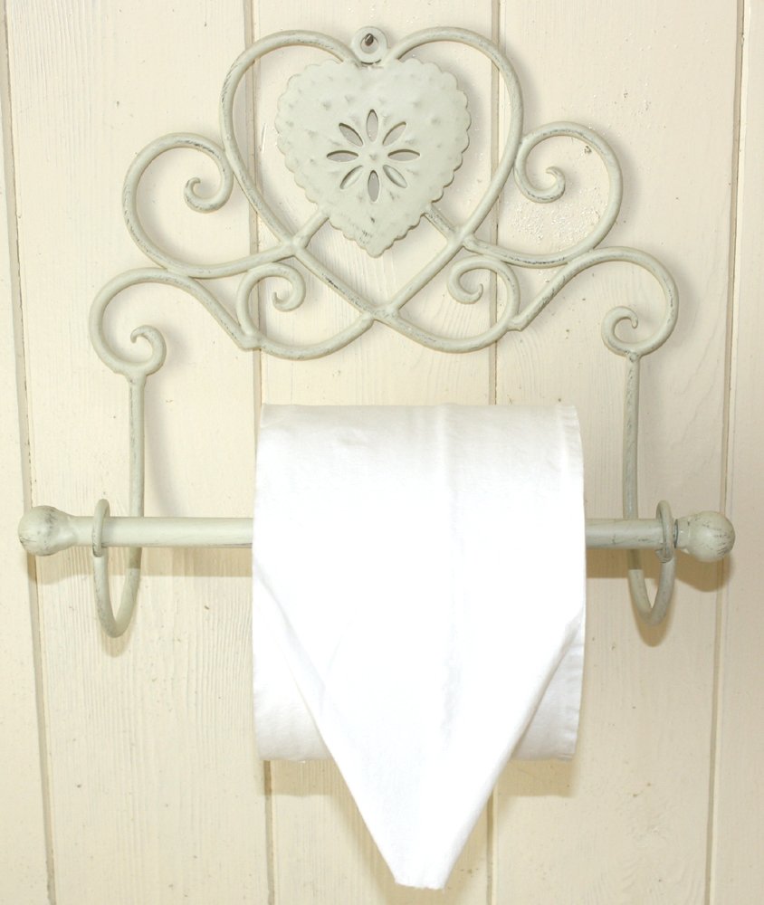 Cream Heart Toilet Roll Holder Wall Mounted