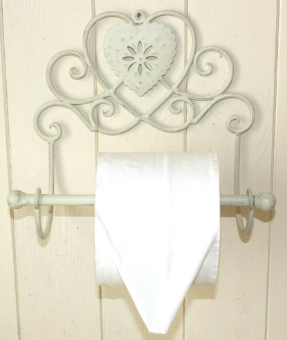 Cream Heart Toilet Roll Holder Wall Mounted