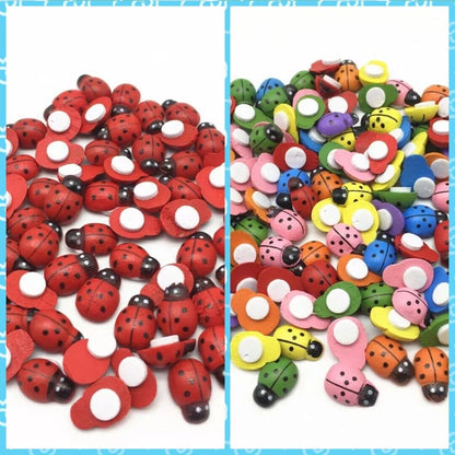 Self Adhesive Stick On Wooden Ladybird / ladybud Stick On Deco Craft Decoration