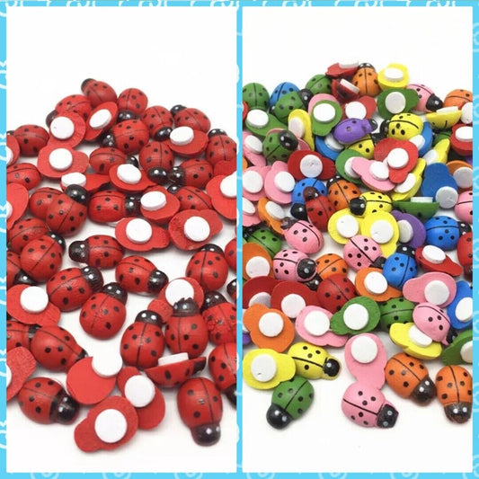 Self Adhesive Stick On Wooden Ladybird / ladybud Stick On Deco Craft Decoration