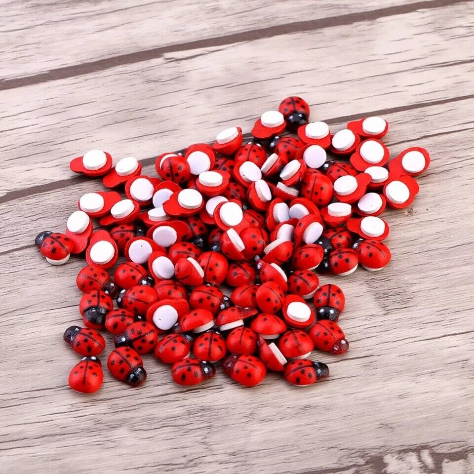 Self Adhesive Stick On Wooden Ladybird / ladybud Stick On Deco Craft Decoration