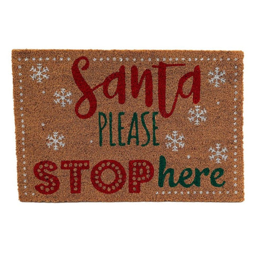 Natural Santa Stop Here Doormat