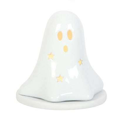 Ceramic Ghost Tealight and Incense Cone Holder