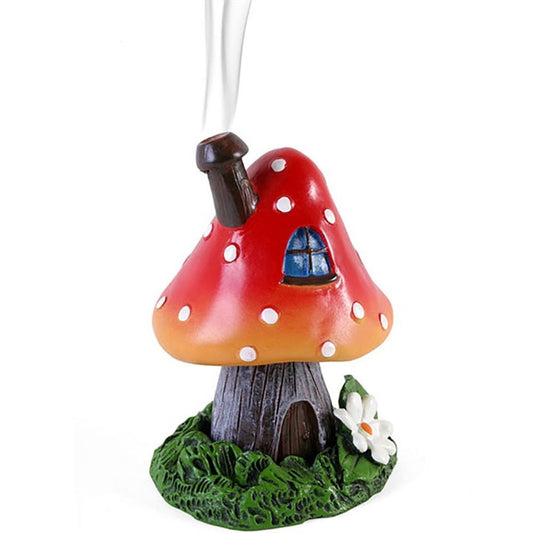 Red Smoking Toadstool Incense Cone Holder