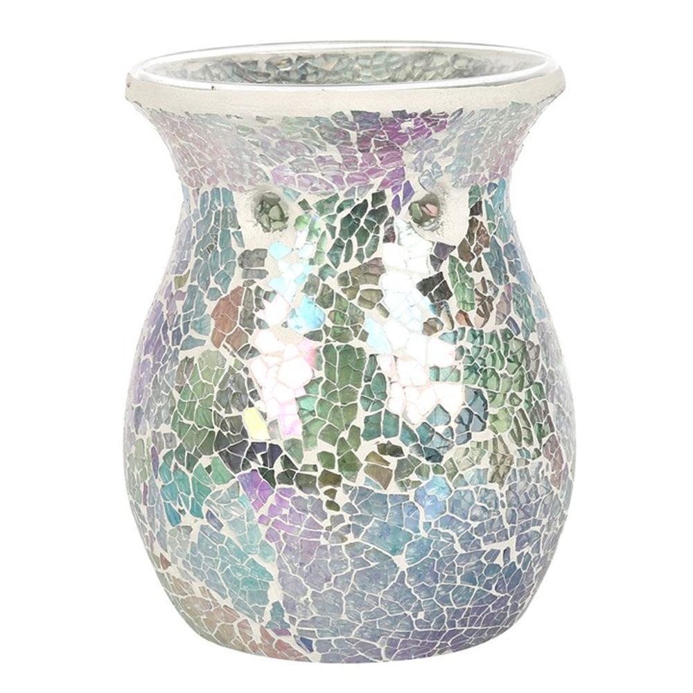 Large Light Blue Iridescent Crackle Oil Burner