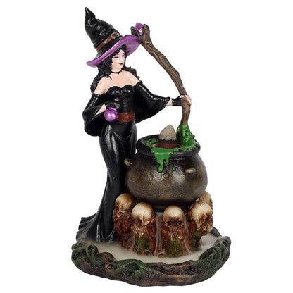 Witch with Cauldron Backflow Incense Burner