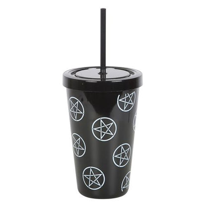 Pentagram Plastic Tumbler with Straw