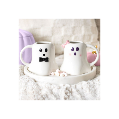 Mr and Mrs Boo Ghost Shaped Mug Set