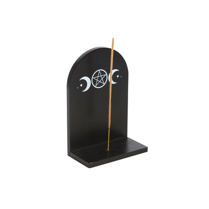 Black Triple Moon Incense Holder Shelf