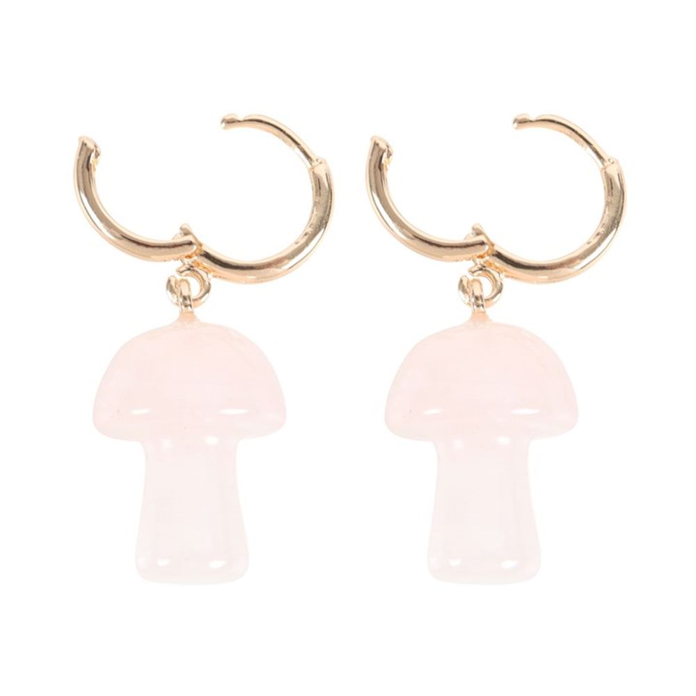 Rose Quartz Crystal Mushroom Earrings