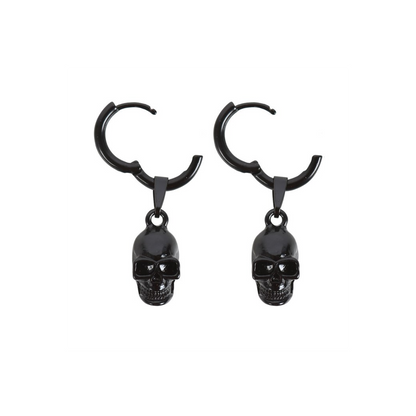 Black Stainless Steel Skull Earrings