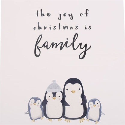 Joy of Christmas Penguin Family Hanging Sign