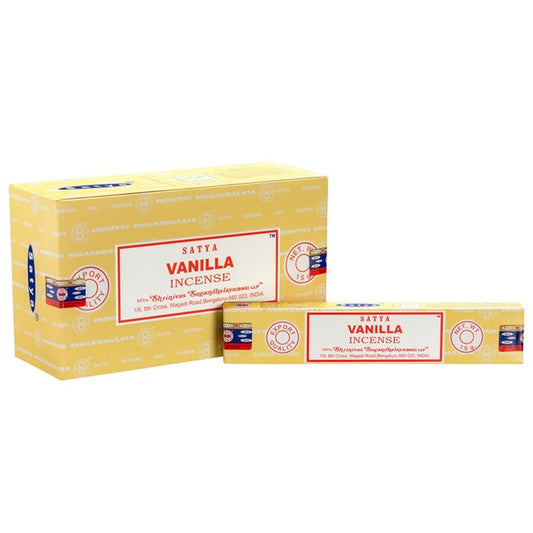 Set of 12 Packets of Vanilla Incense Sticks by Satya