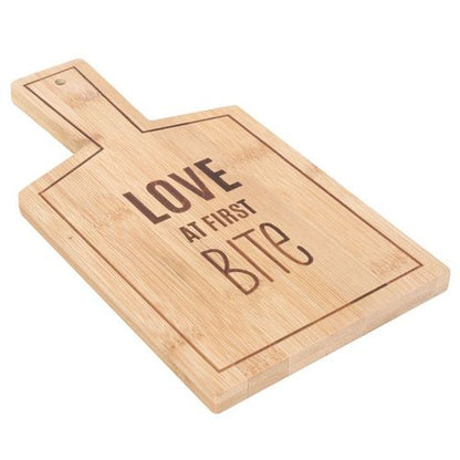 Love At First Bite Bamboo Serving Board