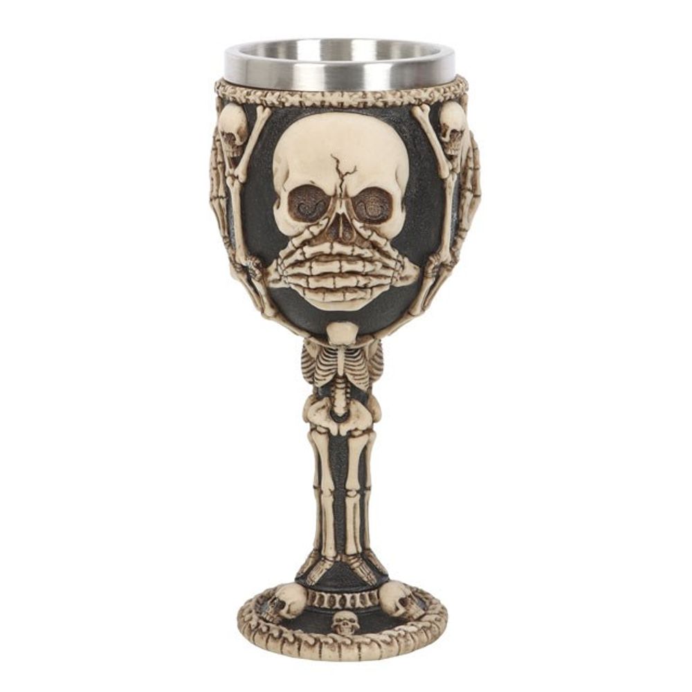 Resin See, Hear, Speak No Evil Skeleton Goblet