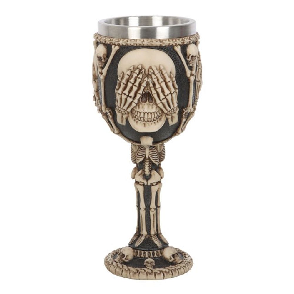 Resin See, Hear, Speak No Evil Skeleton Goblet