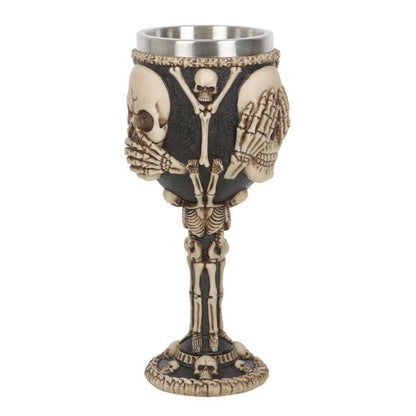 Resin See, Hear, Speak No Evil Skeleton Goblet